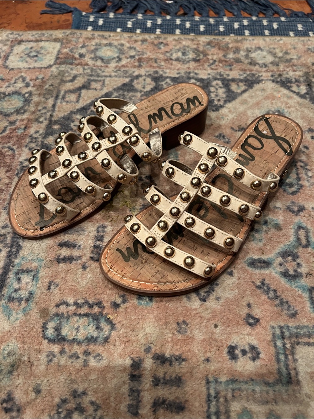 Sam Edelman  Studded White Leather Slide Sandal - Picture 3 of 13